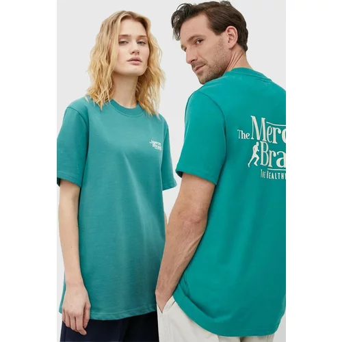 Mercer Amsterdam Pamučna majica boja: zelena, s tiskom