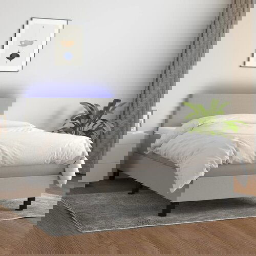 VidaXL Krevet box spring s madracem LED svjetlosivi 90x190 cm tkanina Slike