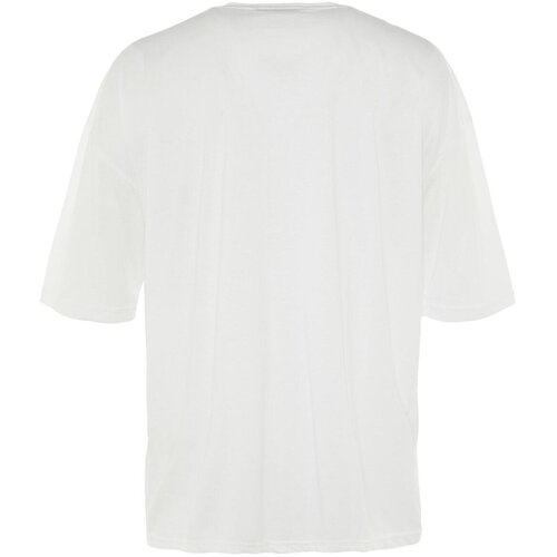 Trendyol White Men's Basic Crew Neck Oversize Short Sleeve T-Shirt Cene