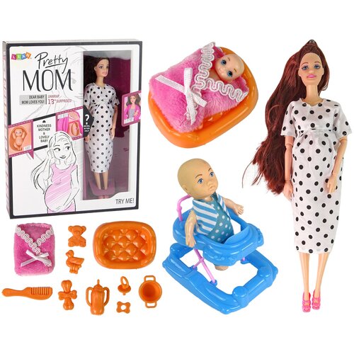  Lutka za igru sa bebama u hodalici i haljinom s točkicama - 30 cm Cijene