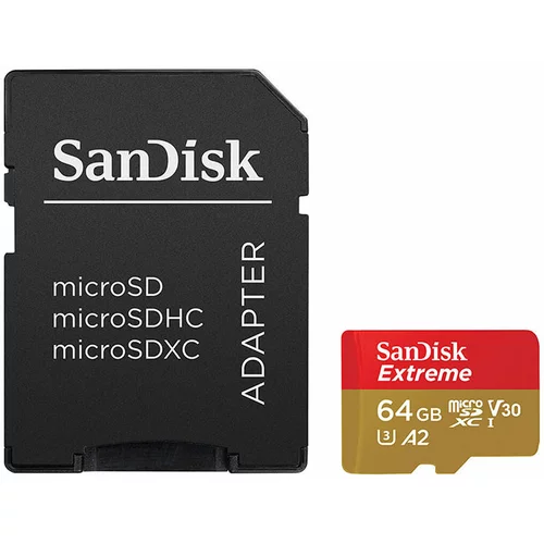 Sandisk Spominska kartica Extreme PLUS Micro SDXC UHS-I C10 U3, 190 MB/s, 64 GB + SD Adapter