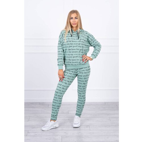 Kesi Set with print dark mint Slike