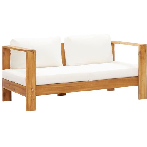 VidaXL Vrtna sofa s jastukom 140 cm masivno bagremovo drvo krem bijela Slike