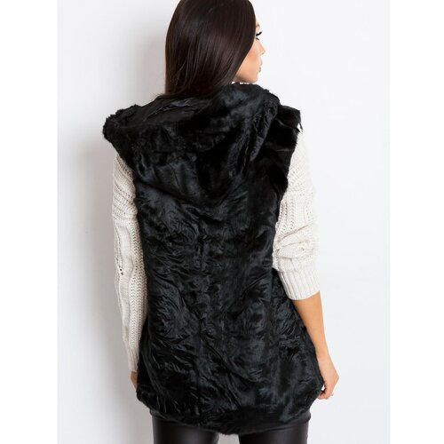 Fashionhunters Black faux fur vest Cene