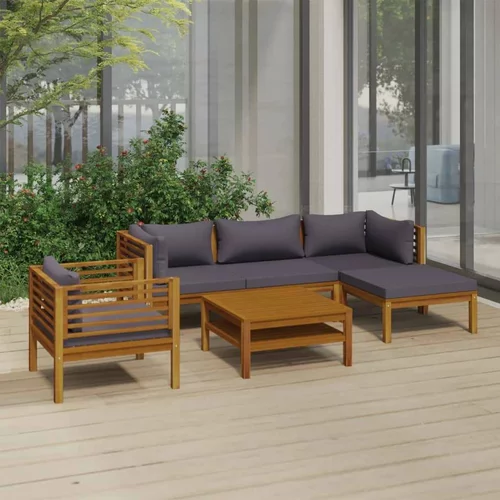  Vrtna sedežna garnitura 6-delna z blazinami trden akacijev les, (20597852)