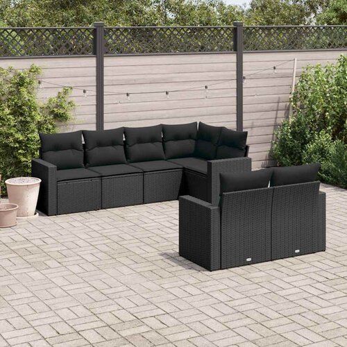  7-dijelni set vrtnih sofa od poliratana s jastucima crni Cijene