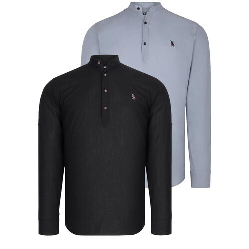 Dewberry DOUBLE SET G783 JUDGE COLLAR SHIRT-BLACK-GREY Slike