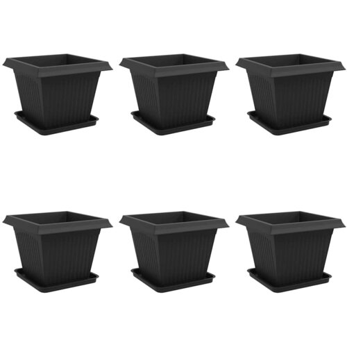 VidaXL Saksije za biljke 6 pcs Crna 43 x 43 x 33 5 cm Plastika - Crna 33 x 33 x 26 cm 6 Slike