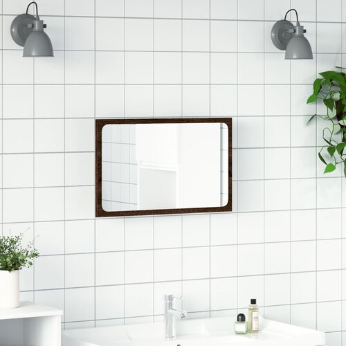  LED kupaonsko ogledalo boja smeđeg hrasta 60x8,5x38 cm drveno Slike
