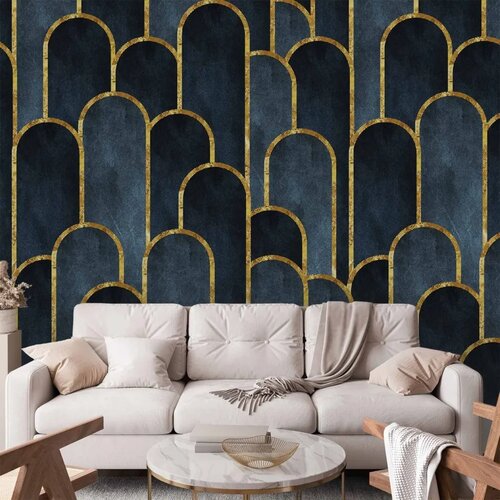  Foto tapeta - Gold and Navy Blue Pattern 147x105 Samoljepljiva Cijene