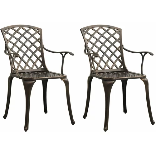  Vrtne stolice od lijevanog aluminija 2 kom brončane