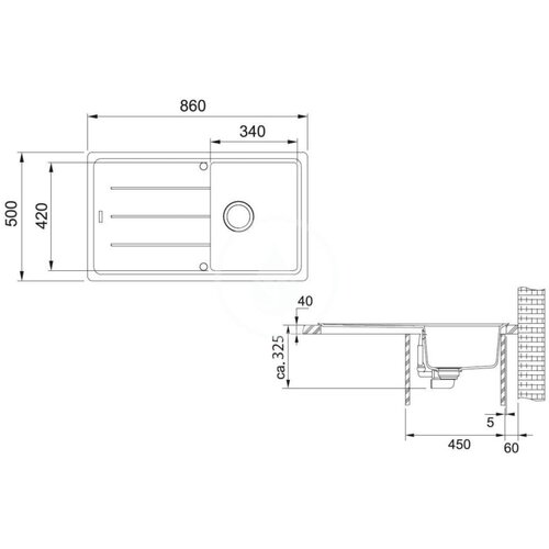 Franke 114.0494.913 Basis BFG 611-86 pomivalno korito iz umetnega kamna Cene