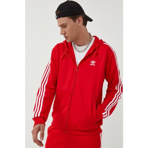 Adidas Dukserica Adicolor za mu&amp;scaron;karce, boja: crvena, s kapuljačom, s aplikacijom Slike