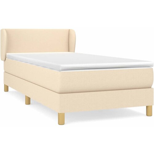  Krevet s oprugama i madracem krem 90 x 190 cm od tkanine Slike