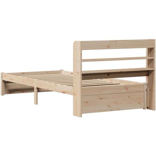 VidaXL Okvir kreveta s uzglavljem 75x190 cm od borovine Slike