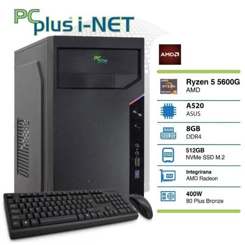PCPLUS Namizni računanik i-NET Ryzen 5 5600G 8GB 512GB NVMe M.2 SSD Cene