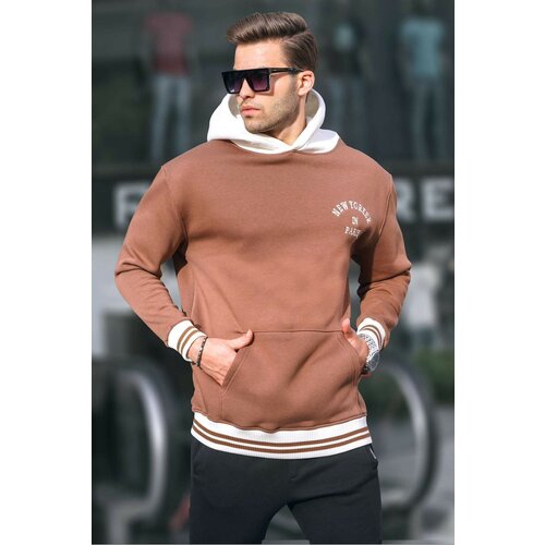 Madmext Brown Oversize Hooded Sweatshirt 6139 Slike