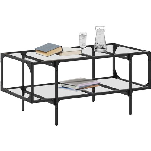  Stolić s prozirnom staklenom povr&amp;scaron;inom 98,5x50x45 cm čelik Prozirna Slike