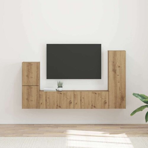  Set TV komoda Zidne 4 pcs Umjetnički hrast Konstruirano drvo Cene