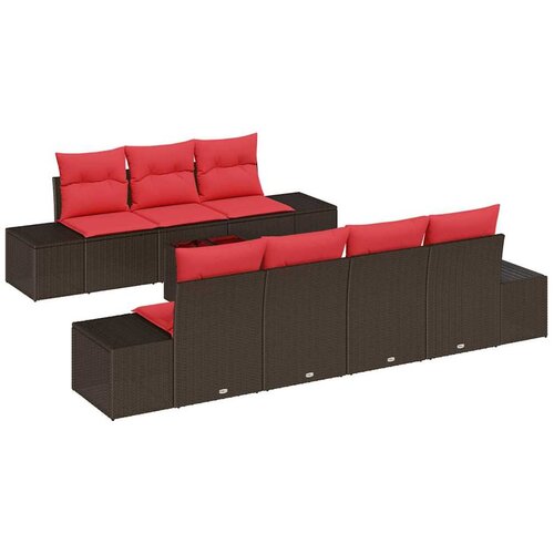 vidaXL Vrtna sedežna garnitura 8 pcs Bež Rdeča 55 x 55 x 37 cm, (5000039494) Cene