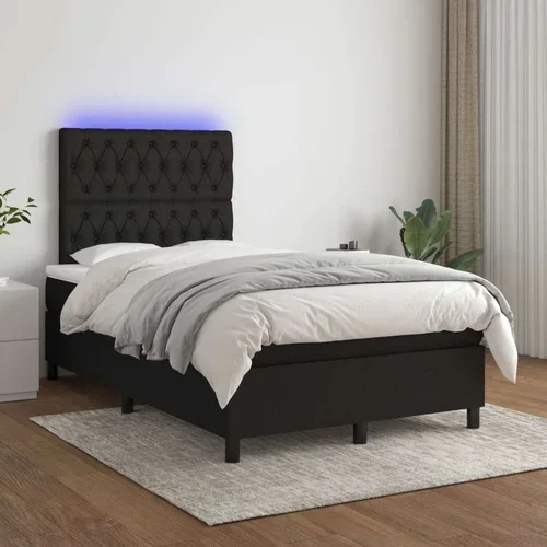  Box spring postelja z vzmetnico LED črna 120x200 cm blago, (20790724)