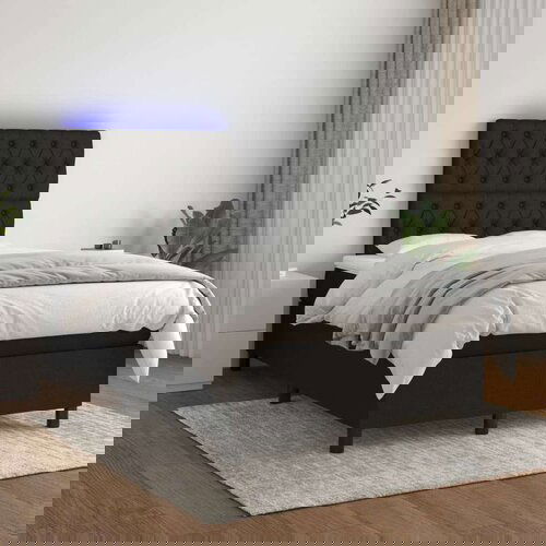  Box spring s madracem LED crni 120 x 200 cm od tkanine Slike