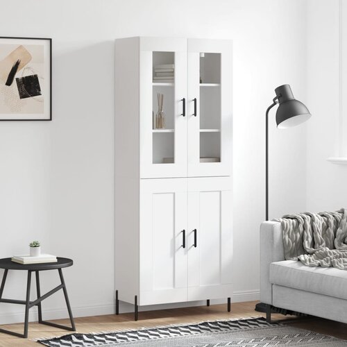 vidaXL Visoka omara bela 69,5x34x180 cm inženirski les Cene