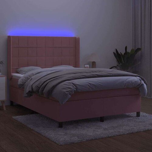  Box spring s madracem LED ružičasti 140x200cm bar&amp;scaron;unasti Slike