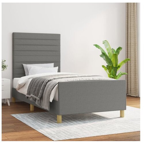  Posteljni okvir z vzglavjem temno siv 100x200 cm blago Cene