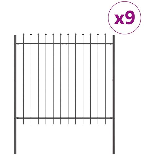  Vrtna Ograda 9 pcs Siva 15,3 x 1,5 m Čelik s prahom Slike