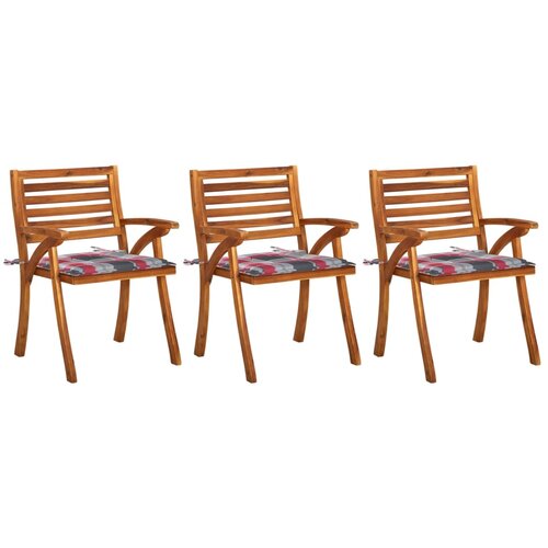 3 Vrtni jedilni stoli z blazinami 3 kosi trden akacijev les Slike