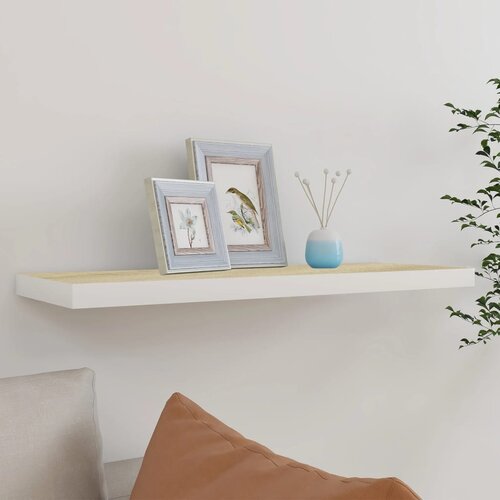 VidaXL Stenska polica barva hrasta in bela 80x23,5x3,8 cm MDF Slike