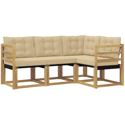 vidaXL Zunanja garnitura za sedenje z blazino 4 pcs Bela in bež, (5000281179) Cene