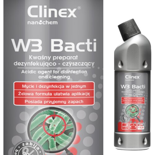 Clinex Baktericidna tekočina za dezinfekcijo in odstranjevanje gliv iz kopalnic in sanitarij W3 Bacti 1L, (21389317) Cene
