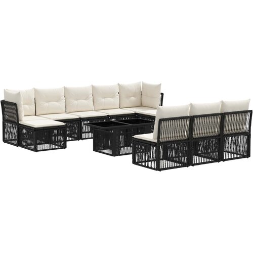  Sjedeća garnitura za vrt 11 kom. Crna poliratan 100 x 55 x 73 cm Slike
