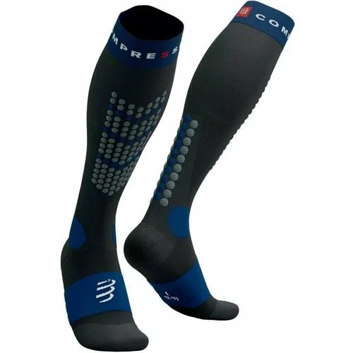 Compressport Alpine Ski Full Socks Black/Estate Blue T4 Čarape za trčanje