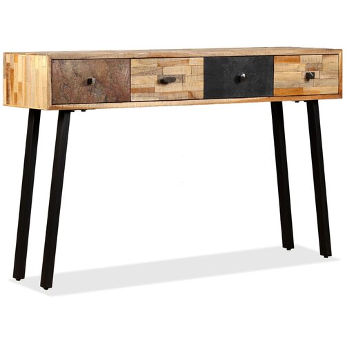 Maison Chic konzolna miza - miza ob steni iz masivne predelane tikovine 120x30x76 cm, (21786596) Slike
