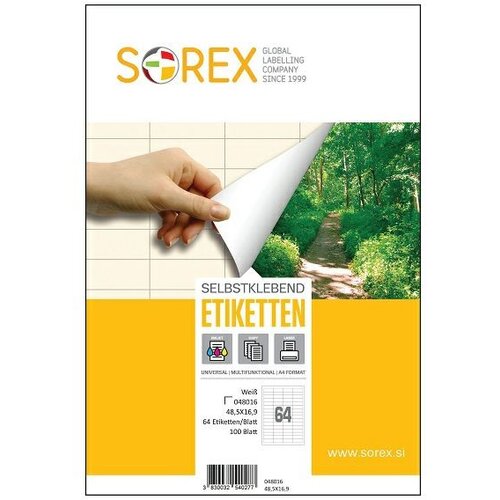  Etikete Sorex 48,5 x 16,9 mm, 100/1 Slike