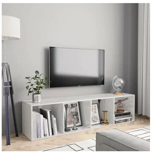  Knjižna / TV omara visok sijaj bela 143x30x36 cm