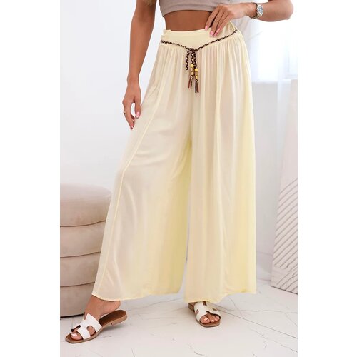 Kesi Włoski Women&amp;#039;s wide-leg viscose trousers yellow Slike