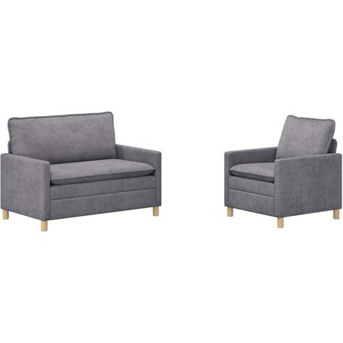  Set sofe 2 kom. Svjetlosiva Poliester - Svjetlosiva 1-sjedalo (60 cm) +2-sjedalo (110 cm) Slike