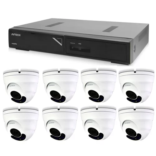 Avtech Komplet kamer 1x NVR AVH1109 in 8x 2MPX Motorzoom IP Dome kamera DGM2443SVSE + 8x UTP kabel 1x RJ45 - 1x RJ45 Cat5e 15m!, (20653017)