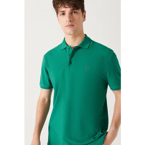 Avva Men's Green 100% Cotton Cool Keeping Standard Fit Regular Cut Polo Neck T-shirt