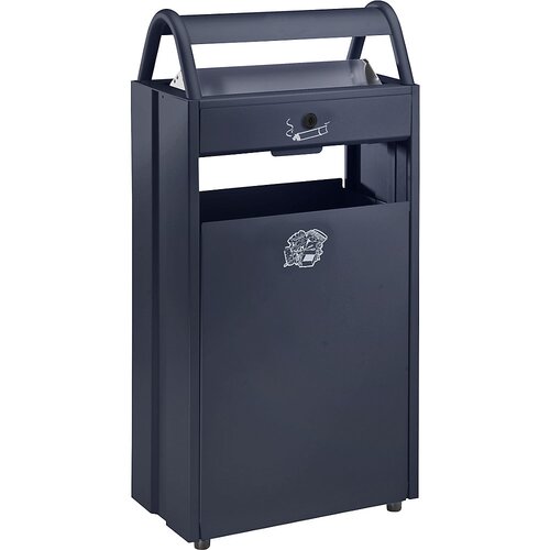 VAR Zbiralnik odpadkov s pepelnikom in streho za zaščito pred dežjem, prostornina 60 l, ŠxVxG 480 x 960 x 250 mm, črno siv RAL 7021 Cene