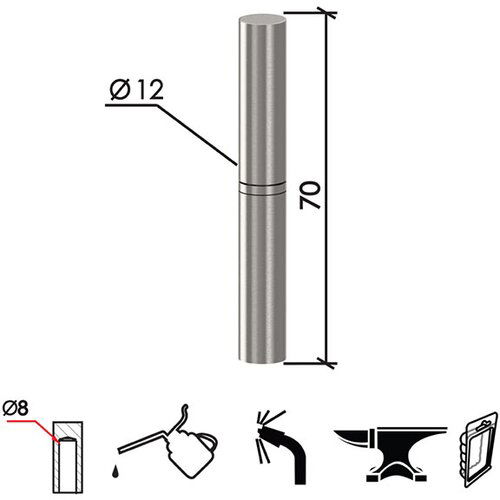 Dabel šarka bravarska za vrata SP6 Ne 12x70x8mm DP1 Slike