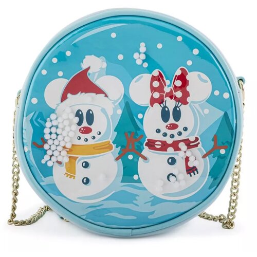 Loungefly Disney Snowman Mickey Minnie Snow Globe Crossbody Bag Slike