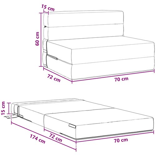 SOFA na razvlačenje Svjetlosiva 70 x 72 x 60 cm Tkanina Slike