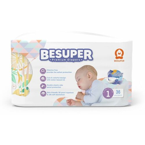 BeSuper_Premium BeSuper Premium Pelene 1 (NB, 2-4 kg) 36 kom Slike
