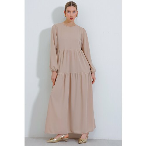 Bigdart Women's Cream Long-Length Knitted Hijab Dress 2482 Slike