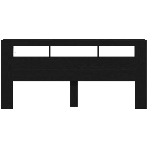  Uređaj za pohranu s uzglavljem i LED svjetlima Crna hrastovina 220x18 5x103 5 cm Slike